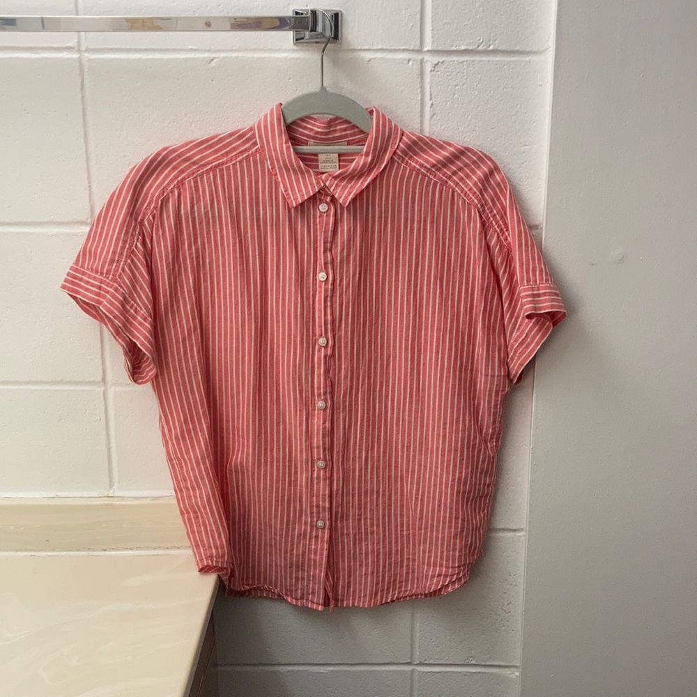 L.O.G.G. Pinstriped Button up Shirt | M | gentle red & off-white